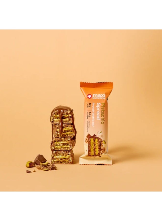 Maxi Nutrition Pistachio Spread Protein Waffle Bar  (Pack Of 12 X 39Grams Each) | With 10gm Protein & Low Sugar Per Serving | No Artificial Colour & Flavor Added - Image 4